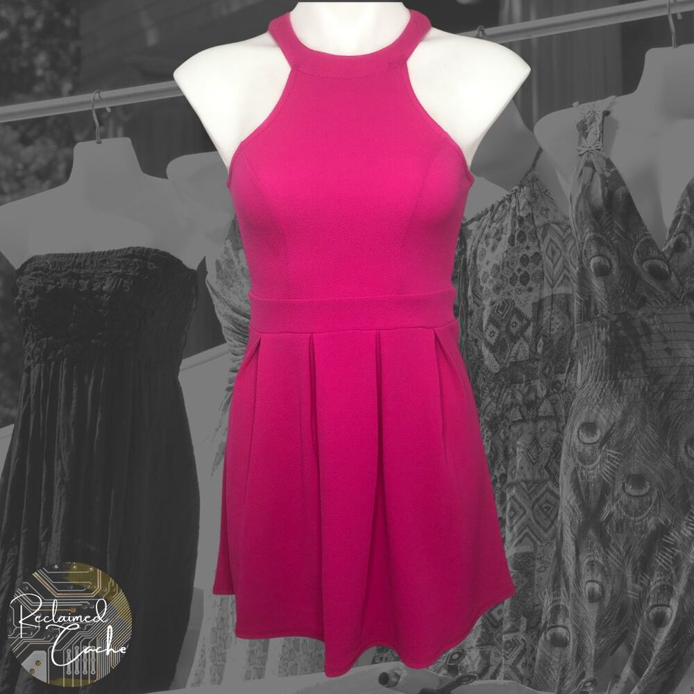 on twelfth Fuchsia Halter Mini Dress - Size Medium